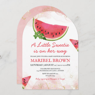 Convite Watermelon Little Sweetie Baby Shower Pink