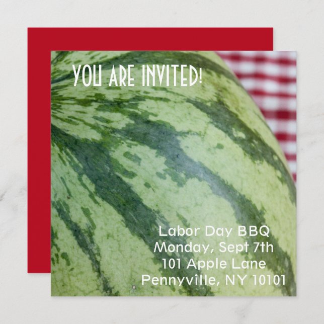 Convite Watermelon Picnic (Frente/Verso)