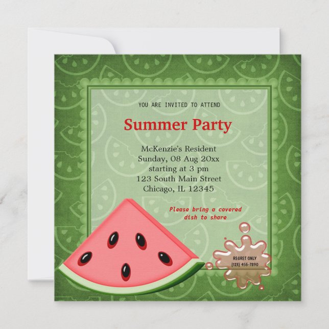 Convite Watermelon Summer Party (Frente)