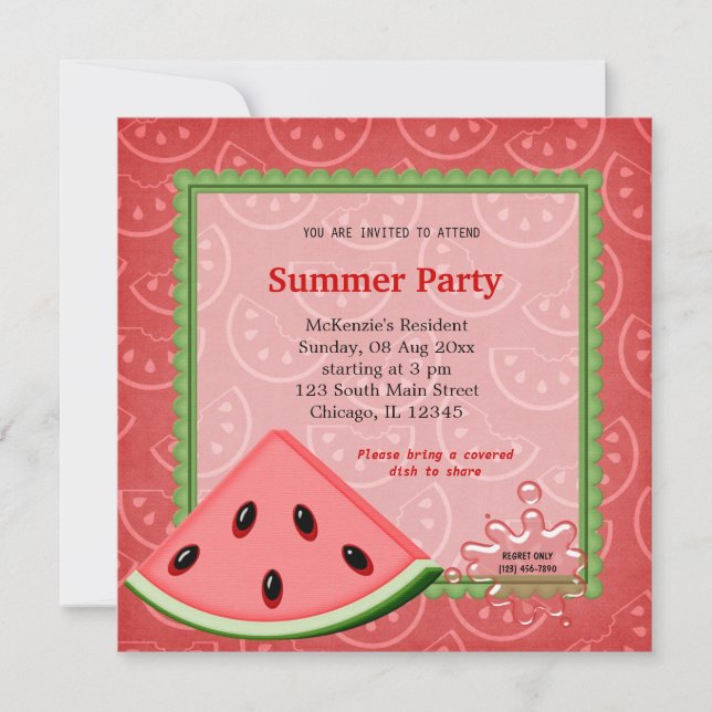 Convite Watermelon Summer Party (Frente)