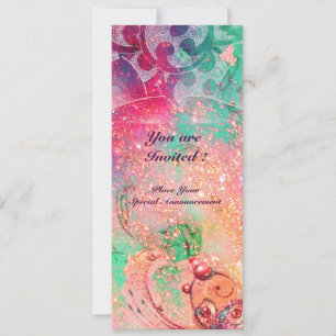 Convite WAVES, faíscas cor-de-rosa azul-verde brilhante