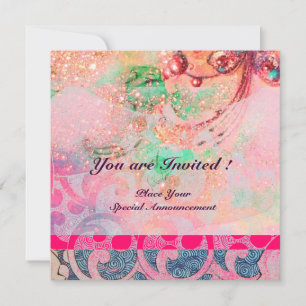 Convite WAVES, faíscas cor-de-rosa violeta brilhante