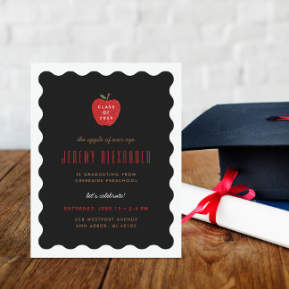Convite Wavy Apple Preschool Graduation Party Invitation