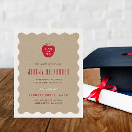 Convite Wavy Apple Preschool Graduation Party Invitation
