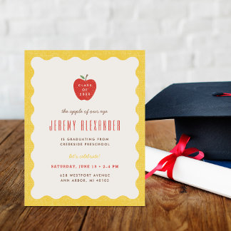 Convite Wavy Apple Preschool Graduation Party Invitation