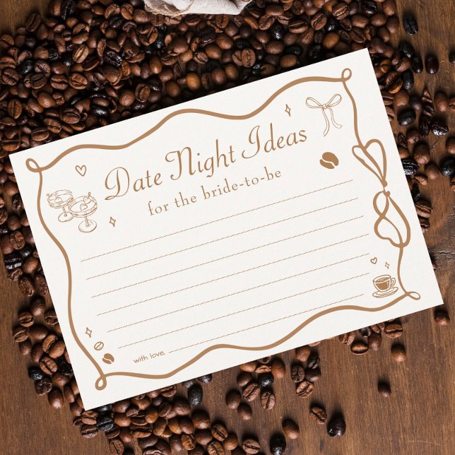 Convite Wavy Coffee Bridal Shower Date Night Ideas Card (Criador carregado)