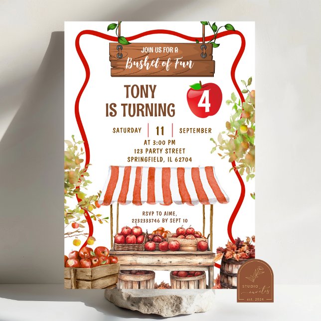 Convite Wavy Quirky Orchard Patch Gênero Neutro Aniversári (Criador carregado)