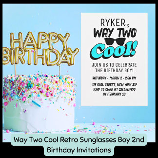 Convite Way Two Legal Retro Sunvidros Boy segundo aniversá