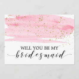 Convite WC Blush & Dourado Você Será Minha Porta-Voz