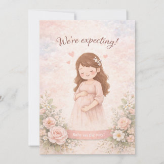 Convite We Are Expecting a Baby Announcement Card Minimal 
