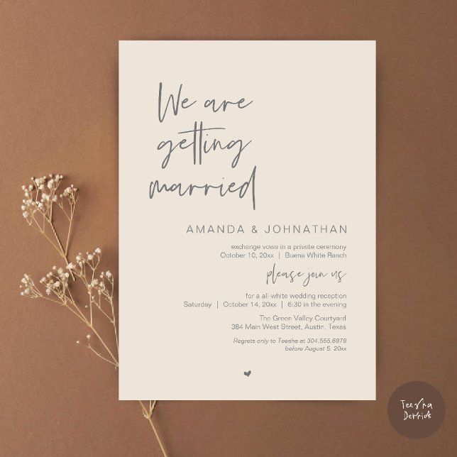 Convite We are getting married, Modern Wedding Celebration (Modern Minimal Reception, We are getting married Invitation Card in Cream and Grey)