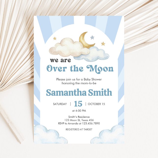 Convite We are Over the Moon Baby Shower (Over the Moon Baby Shower Inviation)