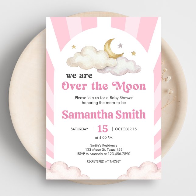 Convite We are Over the Moon Baby Shower Invitation (Over the Moon Baby Shower Invitation)