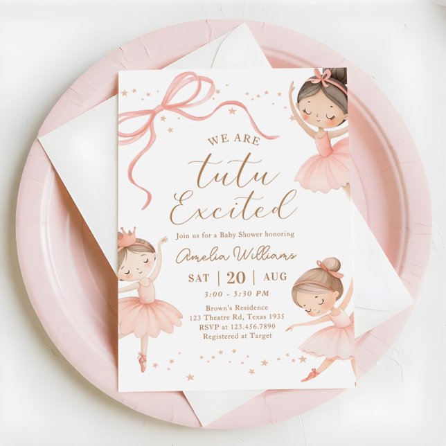 Convite We Are Tutu Excited Ballerina Girl Baby Shower (Criador carregado)