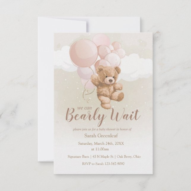 Convite We Can Bearly Wait (Frente)