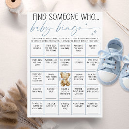 Convite We Can Bearly Wait Baby Boy Shower Bingo Game Card