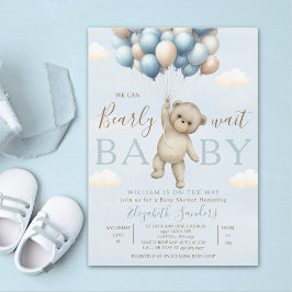 Convite We Can Bearly Wait Baby Cute Bear Baby Shower Boy