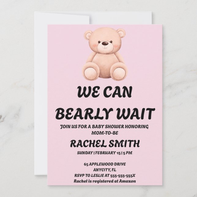 Convite We Can Bearly Wait Baby Shower (Frente)