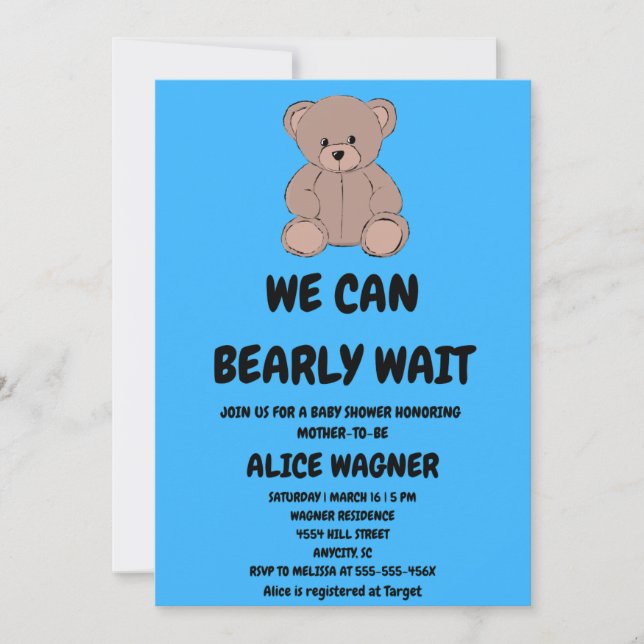 Convite We Can Bearly Wait Baby Shower (Frente)