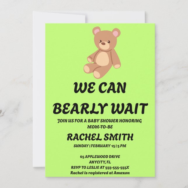 Convite We Can Bearly Wait Baby Shower (Frente)