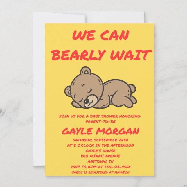 Convite We Can Bearly Wait Baby Shower (Frente)