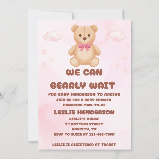 Convite We Can Bearly Wait Baby Shower (Frente)