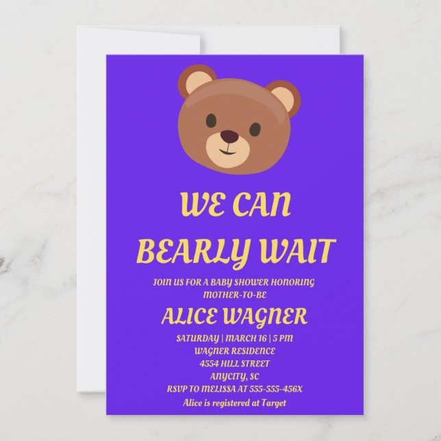 Convite We Can Bearly Wait Baby Shower (Frente)