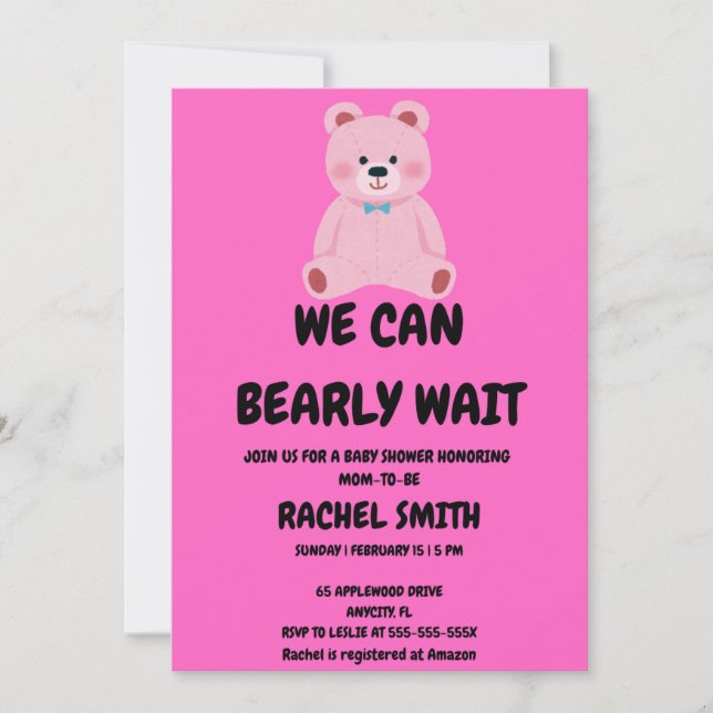 Convite We Can Bearly Wait Baby Shower (Frente)