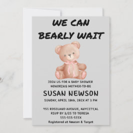 Convite We Can Bearly Wait Baby Shower