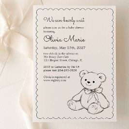 Convite "We Can Bearly Wait" Baby Shower Gender Neutral