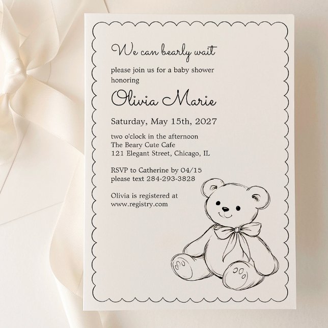 Convite "We Can Bearly Wait" Baby Shower Gender Neutral (Criador carregado)