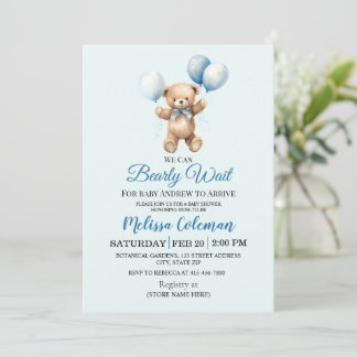 Convite We Can Bearly Wait Baby Shower Invitation