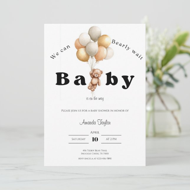 Convite We Can Bearly Wait Baby Shower Invitation (Em pé/Frente)