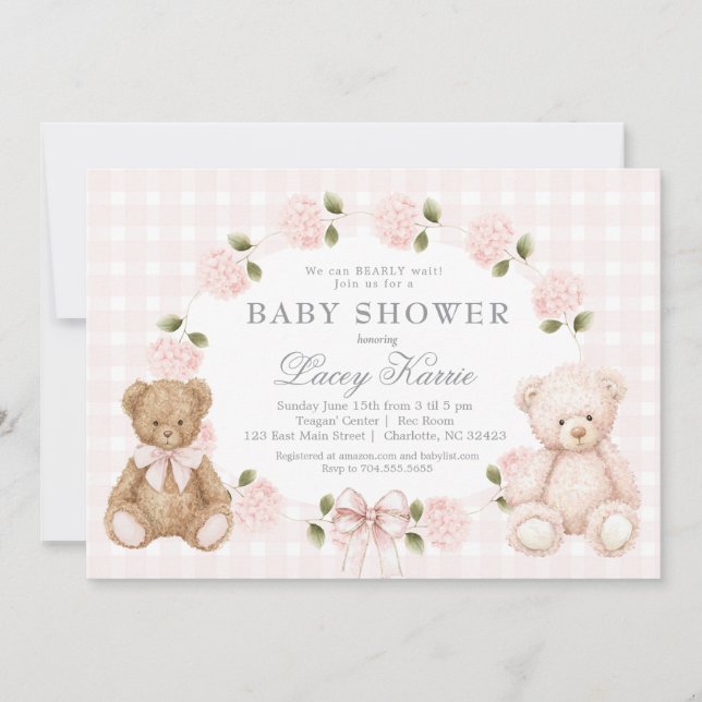 Convite We can bearly wait baby shower invitation (Frente)