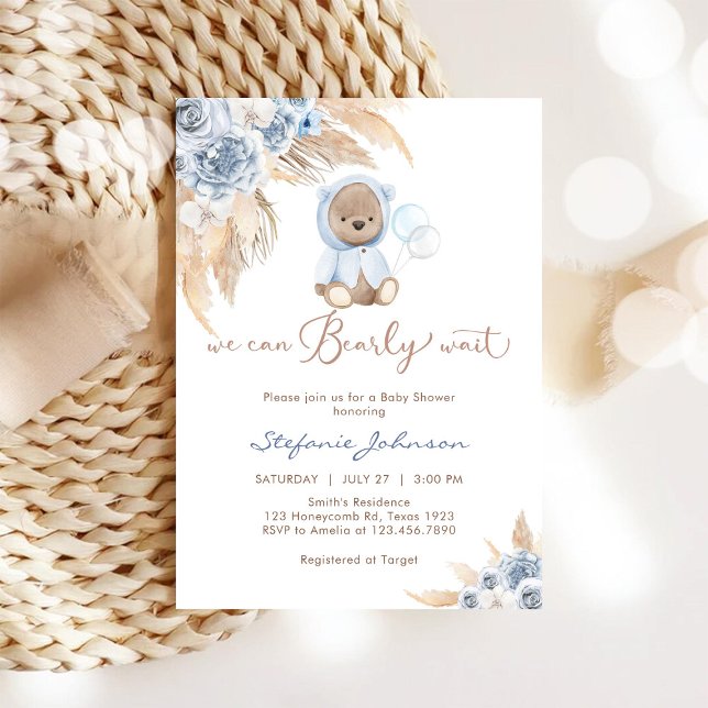 Convite We Can Bearly Wait Baby Shower Invitation (Criador carregado)