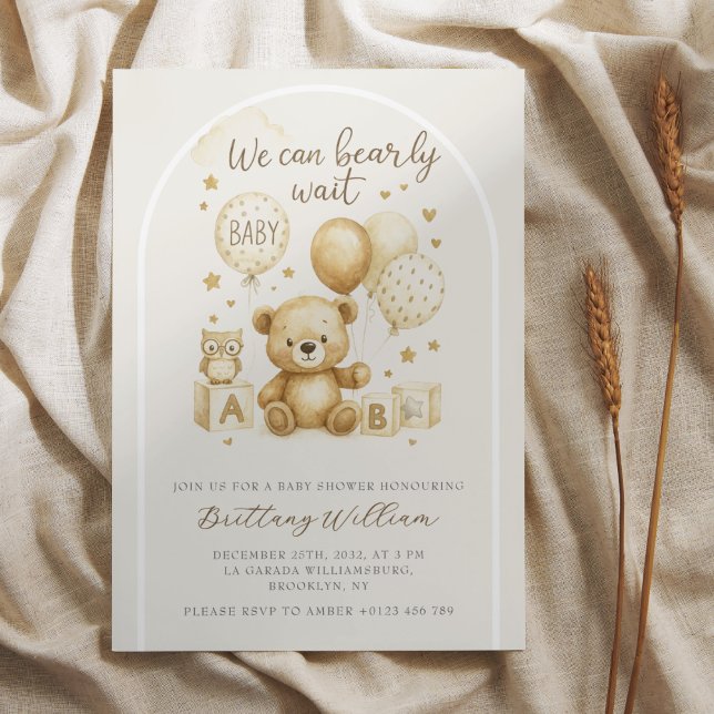 Convite We Can Bearly Wait Baby Shower Invitation (Criador carregado)