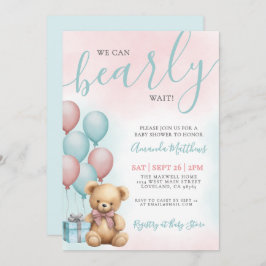 Convite We Can Bearly Wait Bear Baby Shower