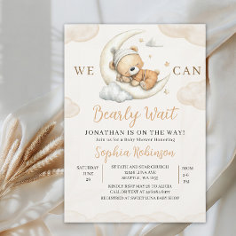 Convite We Can Bearly Wait Boho Teddy Bear Baby Shower 