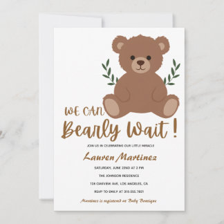 Convite We Can Bearly Wait Boy Baby Shower Invitation