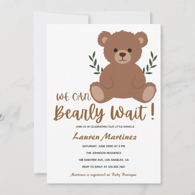 Convite We Can Bearly Wait Boy Baby Shower Invitation (Frente)