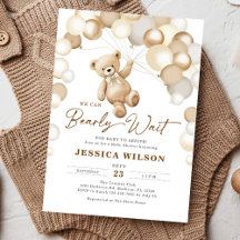 We Can Bearly Wait Brown Teddy Bear Baby Shower