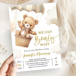Convite We Can Bearly Wait Brown Teddy Bear Baby Shower