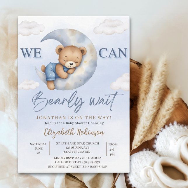 Convite We can Bearly wait - Cute Bear Baby shower boy (Criador carregado)