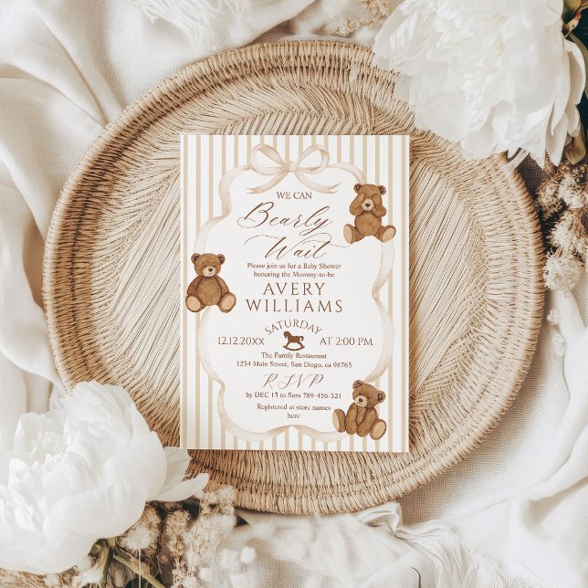 Convite We Can Bearly Wait Elegant Baby Shower (Criador carregado)