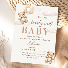Convite We Can Bearly Wait Elegant Teddy Baby Shower