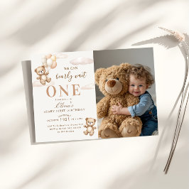 Convite We Can Bearly Wait Elegant Teddy Birthday Photo