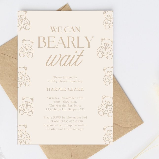 Convite We Can Bearly Wait Gender Neutral Baby Shower (Criador carregado)