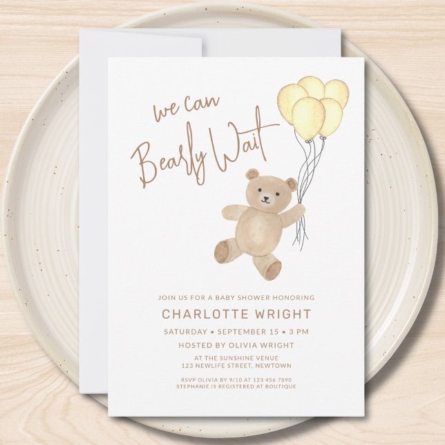 Convite We Can Bearly Wait Gender-Neutral Baby Shower (Criador carregado)