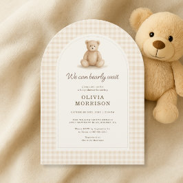 Convite We Can Bearly Wait Gingham Baby Shower