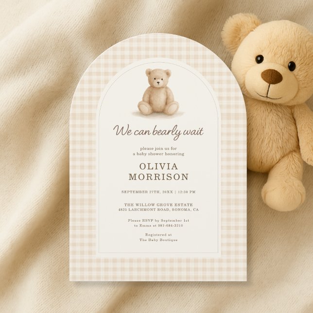 Convite We Can Bearly Wait Gingham Baby Shower (Criador carregado)